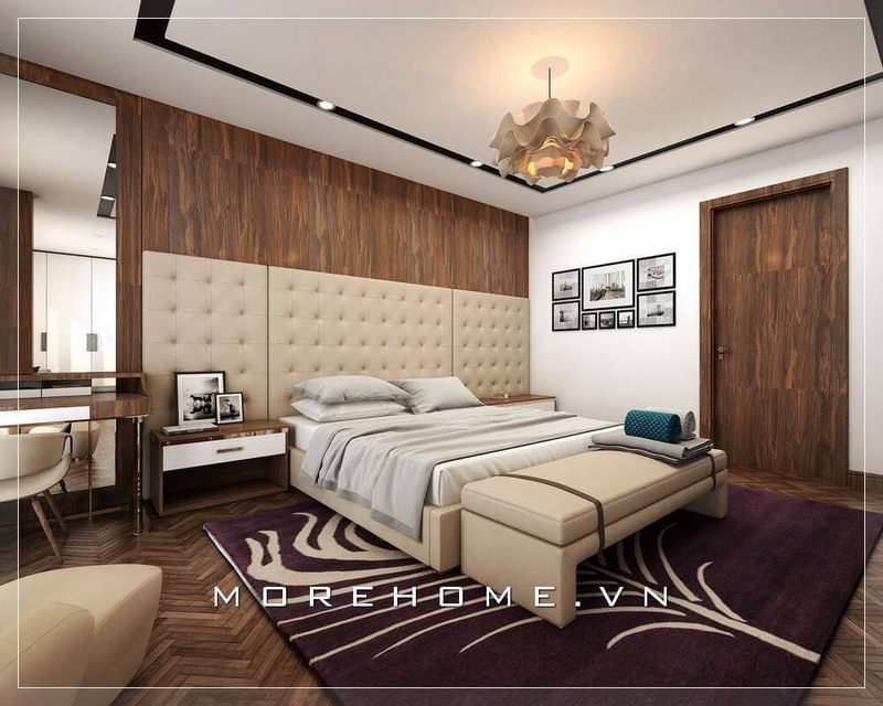 Giường ngủ bọc da hiện đại sang trọng, thoải mái là gợi ý hoàn hảo dành cho phòng ngủ 2 người tại chung cư cao cấp